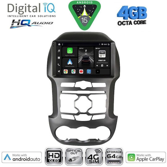 Digital IQ Car Audio System for Ford Ranger 2011-2015 Bluetooth USB WiFi GPS Apple CarPlay Android Auto with 9" Touch Screen
