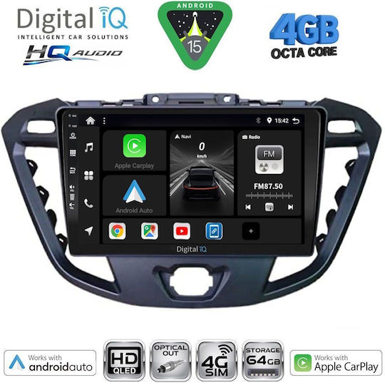Digital IQ Ηχοσύστημα Αυτοκινήτου για Ford Transit Custom / Tourneo Custom 2013-2019 (Bluetooth/USB/WiFi/GPS/Apple-Carplay/Android-Auto) με Οθόνη Αφής 9"