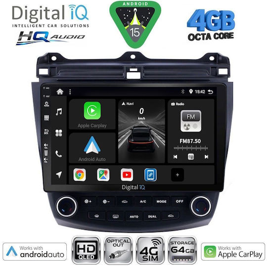 Digital IQ Car Audio System for Honda Accord 2003-2007 with Clima (Bluetooth/USB/WiFi/GPS/Apple CarPlay/Android Auto) with 10" Touch Screen