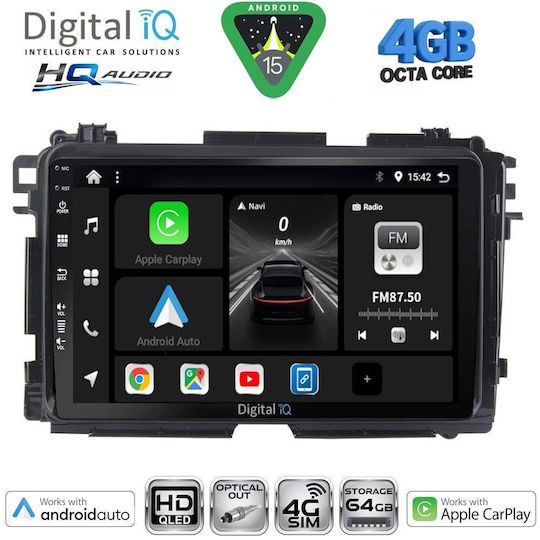 Digital IQ Ηχοσύστημα Αυτοκινήτου για Honda HR-V 2015-2021 (Bluetooth/USB/WiFi/GPS/Apple-Carplay/Android-Auto) με Οθόνη Αφής 9"