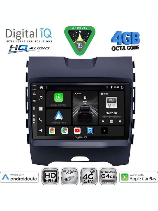 Digital IQ Car Audio System for Ford Edge 2015-2023 Bluetooth USB WiFi GPS Apple CarPlay Android Auto with 9" Touch Screen