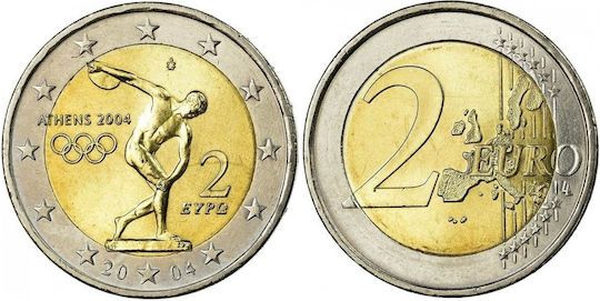 2 Ευρώ 2004 Ελλάδα Xxviii 28οι Θερινοί Ολυμπιακοί Αγώνες Ακυκλοφόρητο Unc