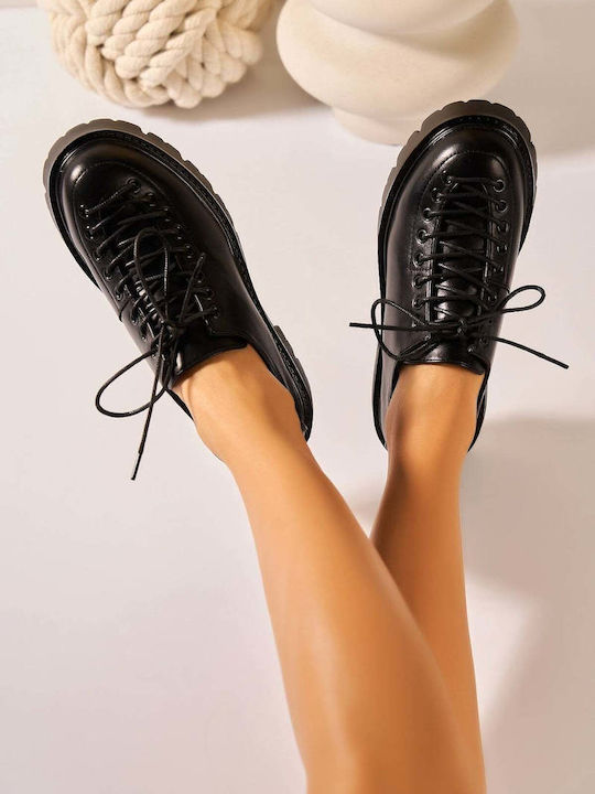 Lulux Oxford-uri De Damă Din Piele În Culoare N...
