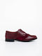 Oxfords De Damă Din Piele În Culoare Burgundy