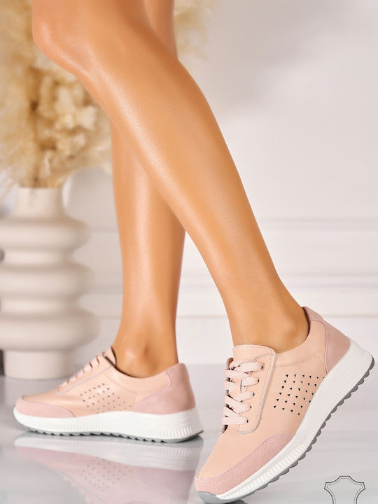 Leather Women's Oxfords in Pink Colour