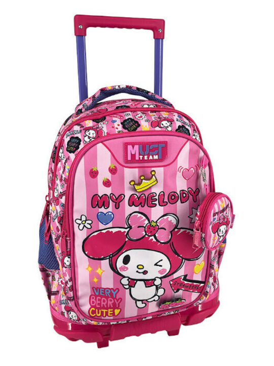 Must Team School Trolley Bag Elementary Pink with Water Bottle Holder 30lt