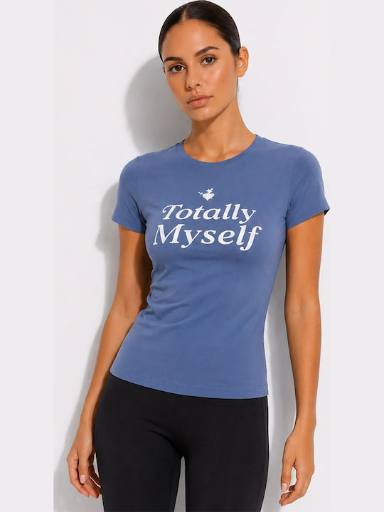 Damen Bluse Baumwolle Kurzärmelig Blau