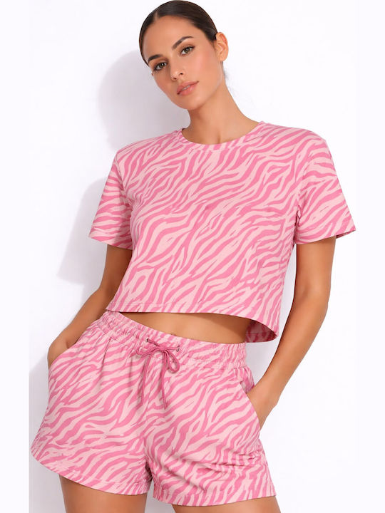 Damen Bluse Kurzärmelig Rosa