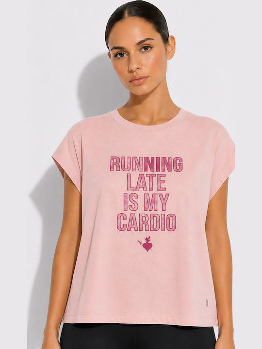 Damen Bluse Baumwolle Kurzärmelig Rosa