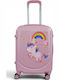 Playful Bags Παιδική Βαλίτσα Ταξιδίου Καμπίνας Σκληρή Ροζ Μονόκερος με 4 Ρόδες Ύψους 55εκ.