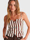Women's Summer Striped Multicolour Blouse with Spaghetti Straps