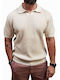 Herrenblusen Neck Polo Kurzarm Ecru