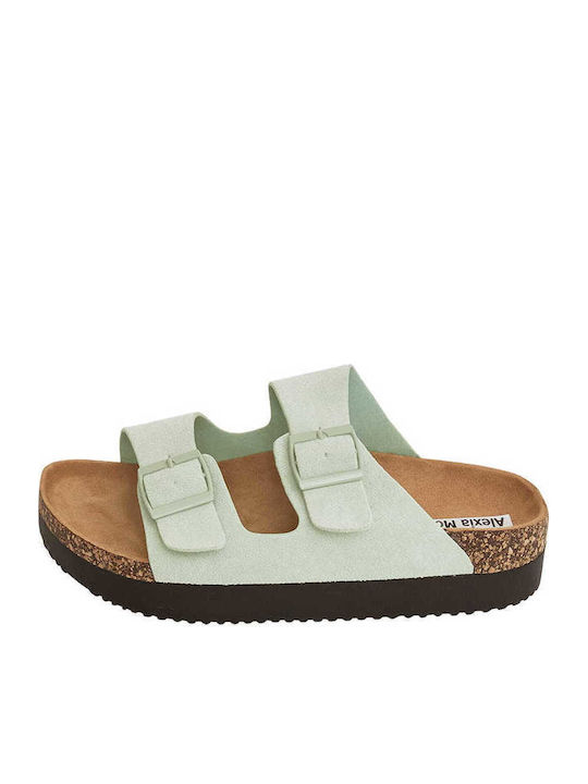 Celestino Flat Suede Look Pistachio Sandals