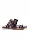 Deri Damen Flache Sandalen Braun