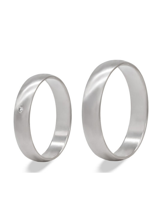 Savvas Design Set Inele De Nuntă Din Aur Alb 14K