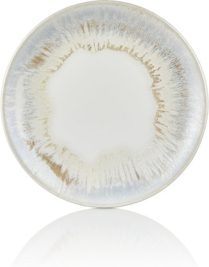By Bone Wave Shallow Porcelain Multicolour Plate with Diameter 21cm