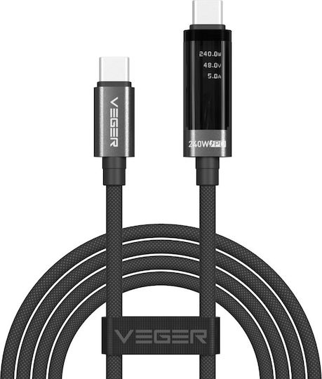 Veger Geflochtenes USB Typ-C Kabel USB-C männlich - USB-C 240W PD 1,2m DC120