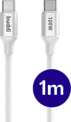 Buddi Flex USB 2.0 Cable USB-C Male - USB-C 100W White 1m Buddi Flex USB 2.0 Cable USB-C Male - USB-C 100W White 1m