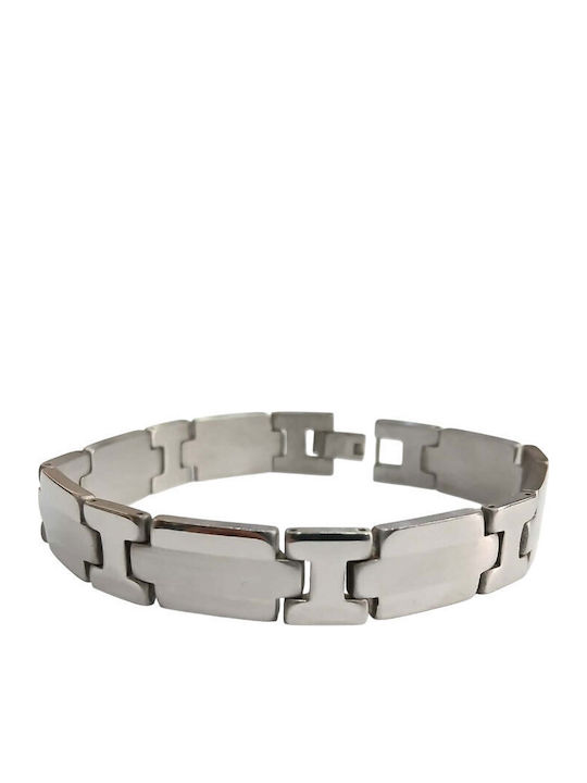 Kalliopi Silver Men's Steel Bracelet 21cm