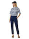 Damen Chino Hose Baumwoll-Set in Schlank Passform Blau