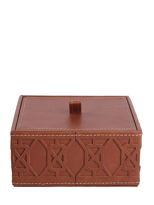 Espiel Plastic Storage Box with Lid Brown 15x15x7cm