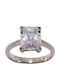 Inel Din Aur Alb 14K Cu Zircon