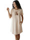 Vienetta Secret Summer Cotton Women's Nightgown Ecru