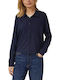 Langärmeliges Damenhemden Navy Blau
