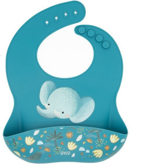 Sassi Junior Babici Pentru Bebeluși Impermeabilă Din Silicon Cu Buzunar Elephant Pentru 6 Luni+