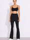 High Waist Flared Sweatpants Black