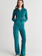 Flared Velvet Sweatpants Blue