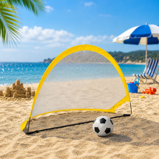 Children's Beach Soccer Goal Set 2 Pieces Pop-up 60x40x40cm Carrying Case Yellow Oem