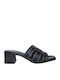 Leather Mules With Low Heel In Black Colour