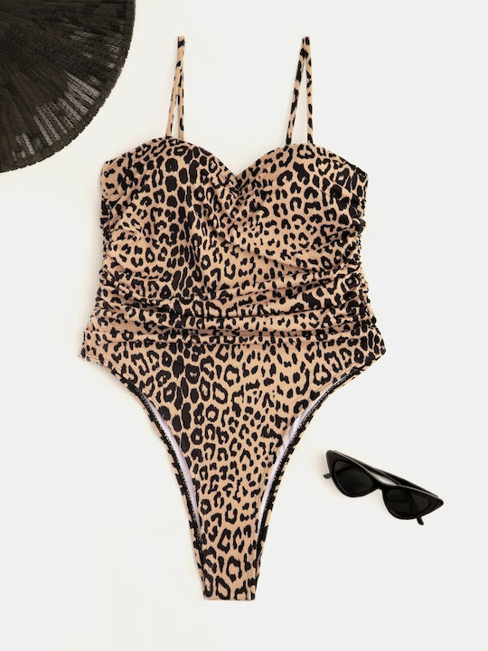 Strapless One Piece Swimsuit Ruching Animal Siz...