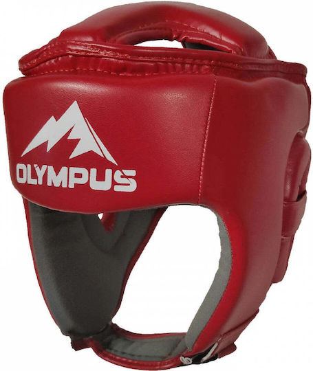Olympus Sport Boxing Helmet Adult Open Face Synthetic Leather Red