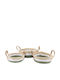 Set of Beige Wicker Decorative Baskets with Handles 3 Pieces