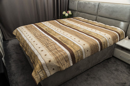 Κουβερλί Διπλό από Πολυεστέρα Καφέ 200x220cm