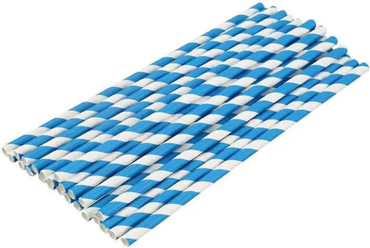 Eco Paper Straws Blue Ø6 20cm 48pcs Plastic Sofia