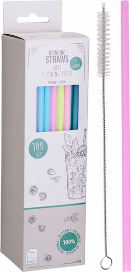 Reusable Plastic Colorful Drinking Straws Set 100 Pieces