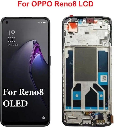 Amoled Screen with Touch Mechanism and Frame for Oppo Reno 8 5G Cph2359 Black