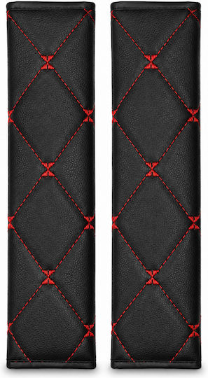 Car Seat Belt Protectors Red Black Quilted 2 Pieces Universal Seat Belt Pads