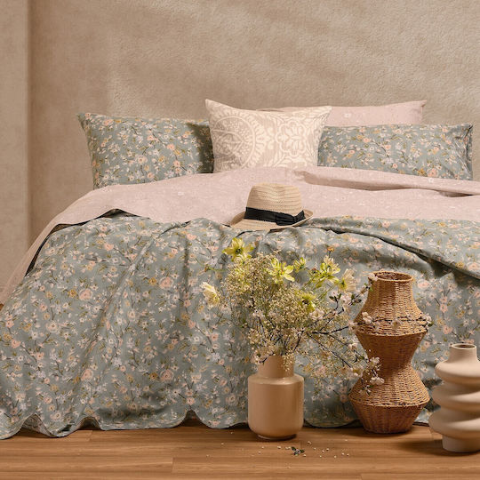 Melinen Super Double Set Duvet Covers 225x245cm Amy Aqua