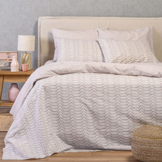Melinen Paris Σετ Παπλωματοθήκη Βαμβακερή 165x245cm Μονή με Μαξιλαροθήκη Grey
