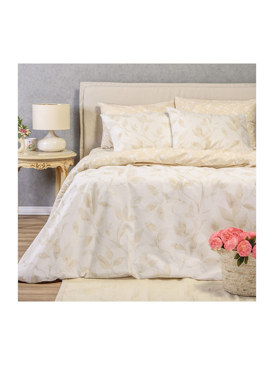 Melinen Σετ Παπλωματοθήκη Βαμβακερή 165x245cm Μονή με Μαξιλαροθήκη Pearl Beige