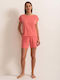 Bluza Damă Bumbac Mâneci Scurte Coral