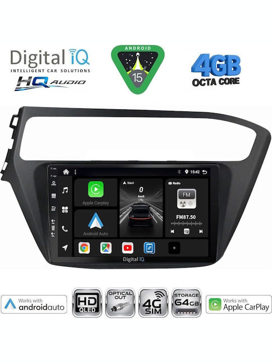 Digital IQ Car Audio System for Hyundai i20 2018-2021 (Bluetooth/USB/WiFi/GPS/Apple CarPlay/Android Auto) with 9" Touch Screen