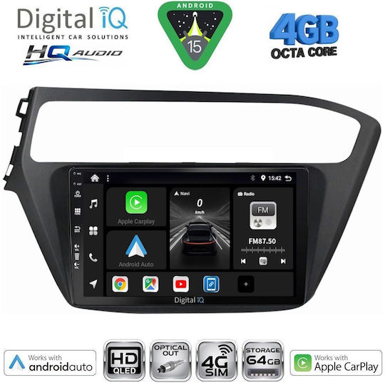 Digital IQ Ηχοσύστημα Αυτοκινήτου για Hyundai i20 2018-2021 (Bluetooth/USB/WiFi/GPS/Apple-Carplay/Android-Auto) με Οθόνη Αφής 9"