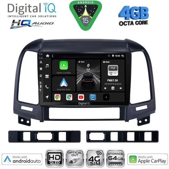 Digital IQ Car Audio System for Hyundai Santa Fe 2005-2013 Bluetooth USB WiFi GPS Apple CarPlay Android Auto with 9" Touch Screen