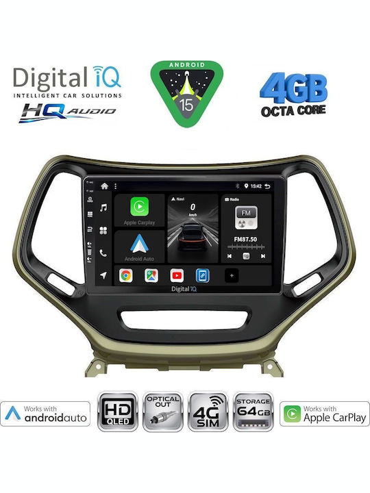 Digital IQ Car Audio System for Jeep Cherokee 2014 with Touch Screen 10 inches Digital IQ BXK 19273 CPAA Bluetooth USB Wi-Fi GPS Apple CarPlay Android Auto