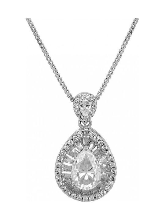 Κολιέ Ασήμι 925 Ροζέτα Δάκρυ Moissanite 6.5mm 1.0ct D